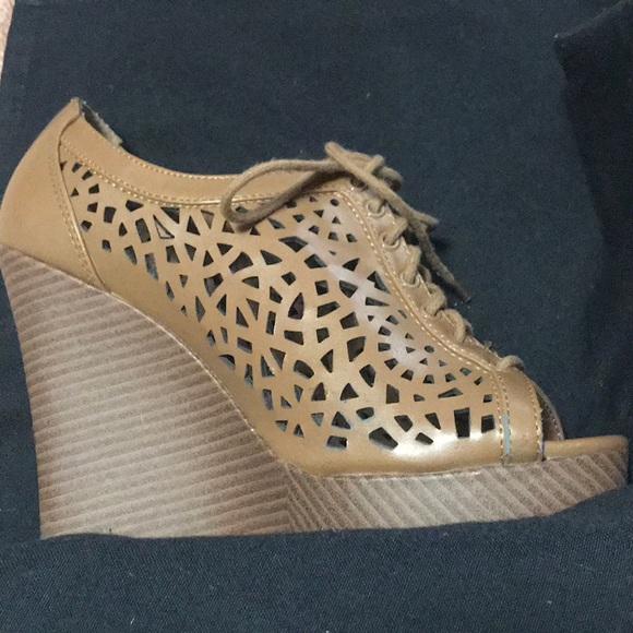 Sbicca  Faux Leather Lace Up Wedges - Picture 1 of 8